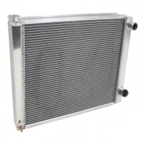 Chevy Aluminum Two Row Double Pass Racing Radiator Front Angle.