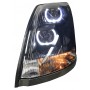 Volvo VNL LED U-Bar Headlight Driver Side Lit View. 