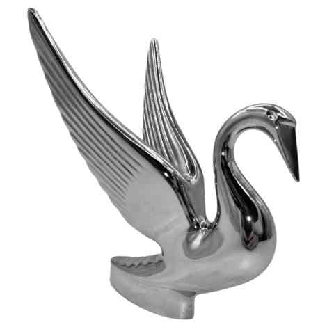 chrome swan hood ornament front